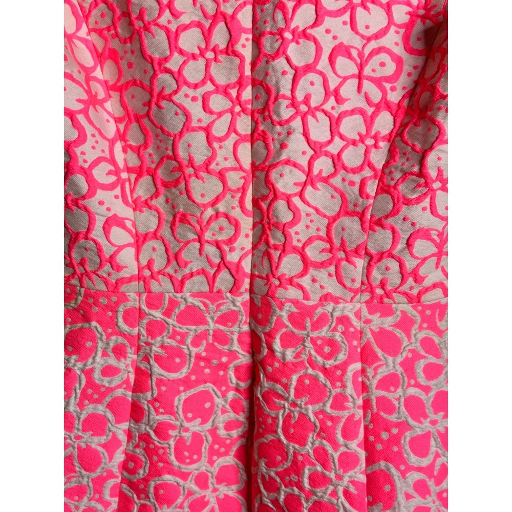 LILLY PULITZER Neon Pink White Floral Jacquard Fit and Flare Dress Size 4 Mini - Picture 11 of 12